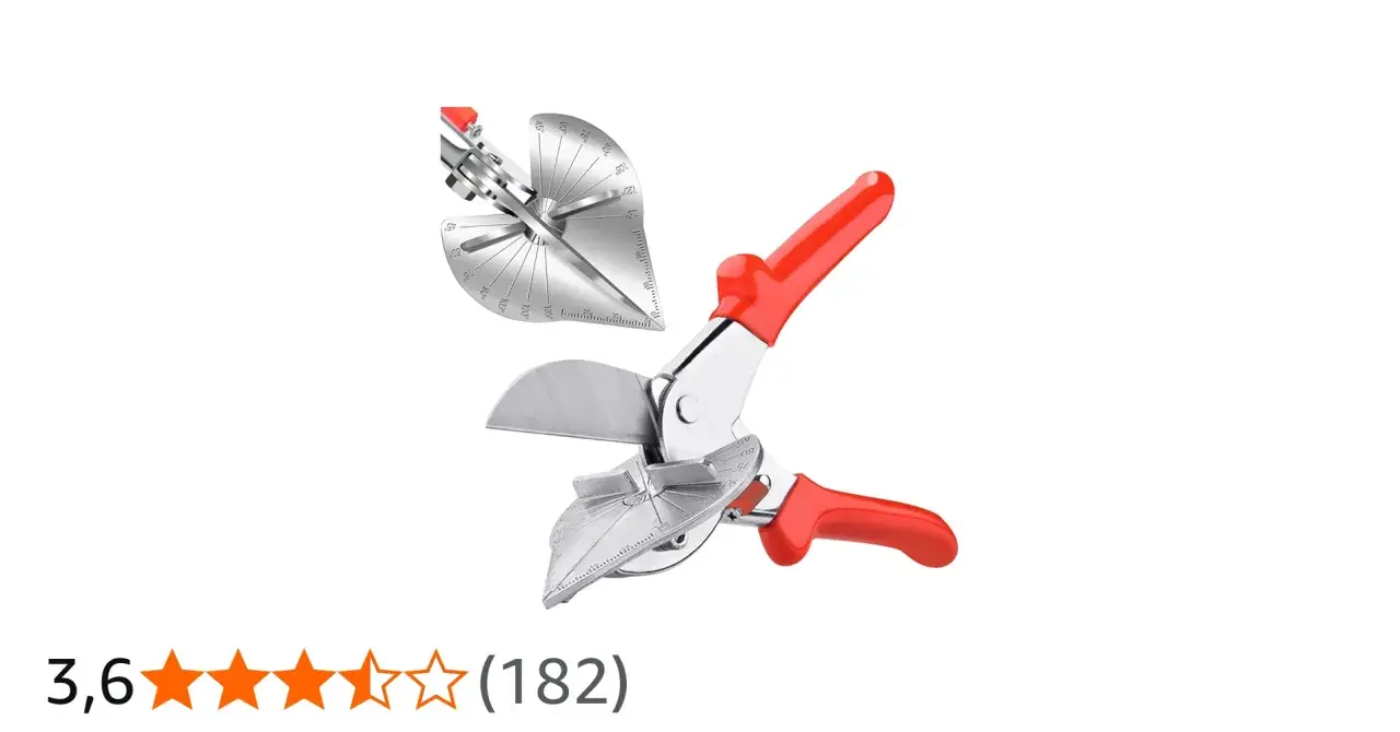 Herramienta para cortar a inglete con cuchillas afiladas y guías de ángulo precisas. Ideal para trabajos de carpintería y bricolaje.