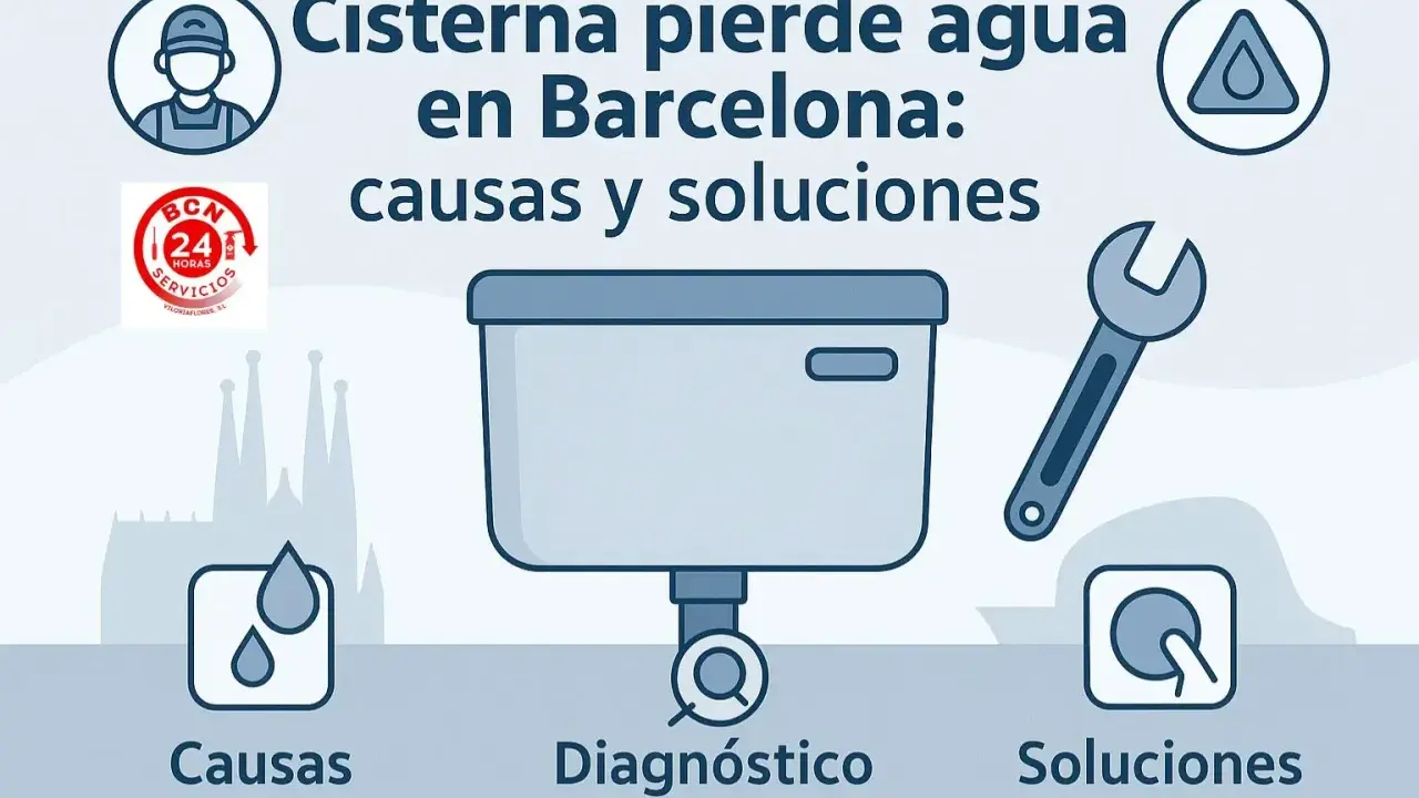 Guía para saber como arreglar una cisterna que pierde agua en Barcelona. Muestra causas, diagnóstico y soluciones.