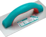 Llana de albañilería con mango ergonómico bicolor, ideal para alisar superficies.