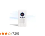 Dispositivo blanco para limpieza con ozono, con pantalla digital y botones.