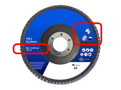 Disco de lija para amoladora, mostrando diferentes tipos de discos para amoladora y sus especificaciones.