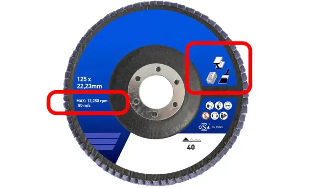 Disco de lija para amoladora, mostrando diferentes tipos de discos para amoladora y sus especificaciones.