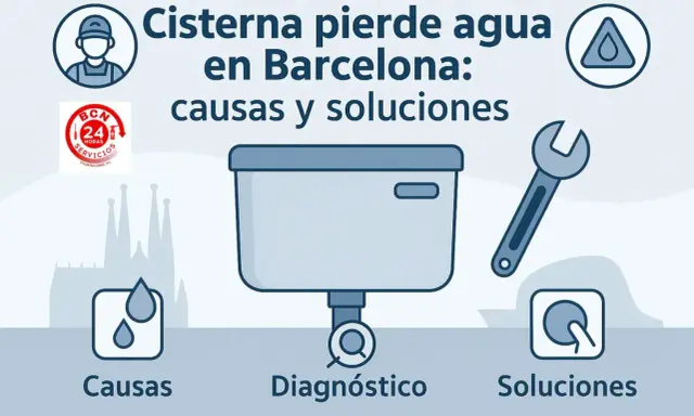 Guía para saber como arreglar una cisterna que pierde agua en Barcelona. Muestra causas, diagnóstico y soluciones.
