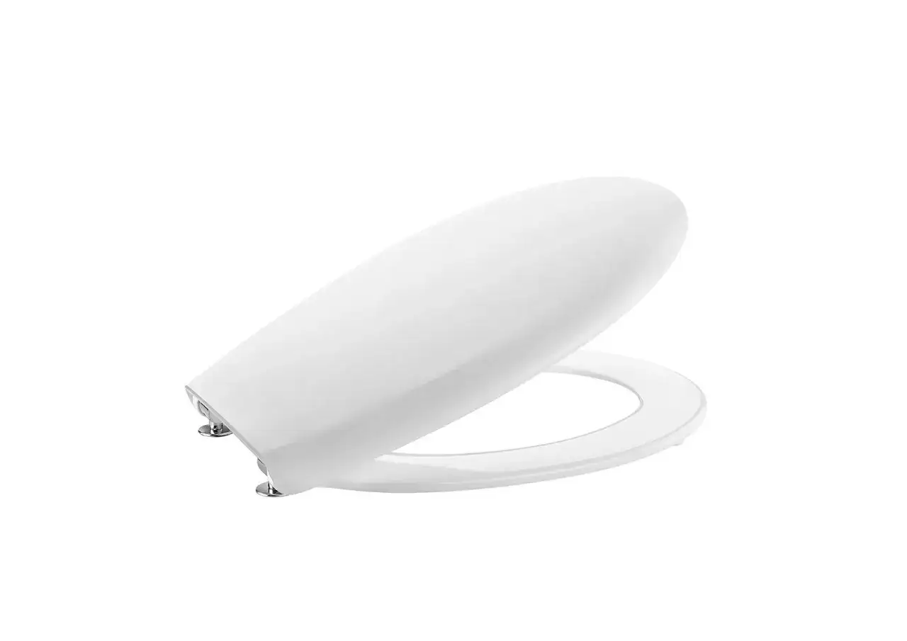 Tapa de WC Roca amortiguada, lista para desmontar. Diseño blanco y moderno.