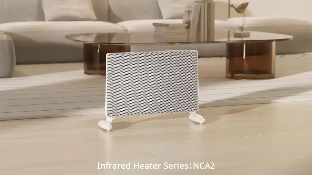 Radiador de mica blanco con patas, ideal para calentar tu hogar de forma eficiente.