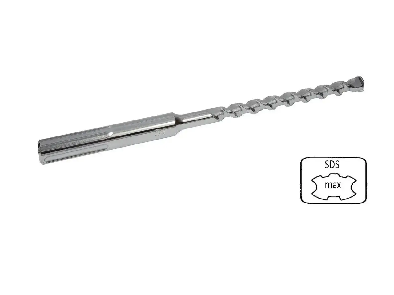 Broca SDS Max para hormigón, ideal para trabajos pesados.