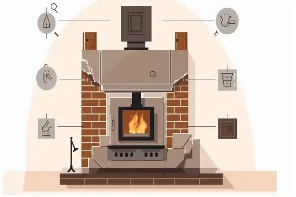Diagrama de instalación de chimeneas de leña, mostrando sus componentes y accesorios.